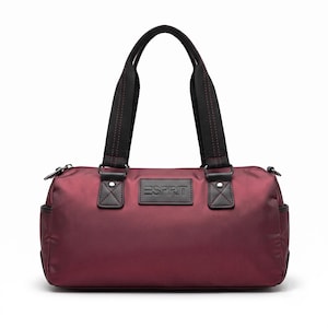 Borsa tote a forma di barile Y2K rosso metallizzato con portafoglio incorporato, borsa vintage