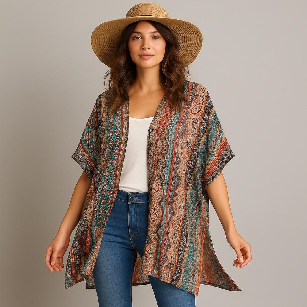 Adrienne Vittardini Resortwear Kimono & Hat  Set  w/free Tote Available Beach kimono and hat - 75,000 naira main image 4