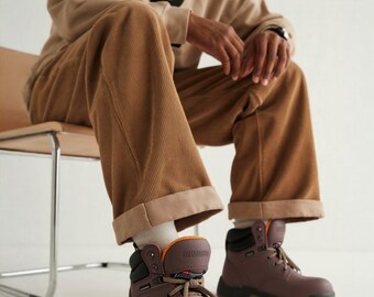 Vintage Brahma Work Boots: Distressed Tan Leather Lace up  display picture 1