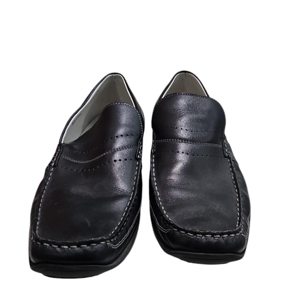 ALDO Men 11 Black Leather Loafers Contrast Stitching Office Formal Iconic Career il_fullxfull.7285338403_lh0u.jpg main image 4