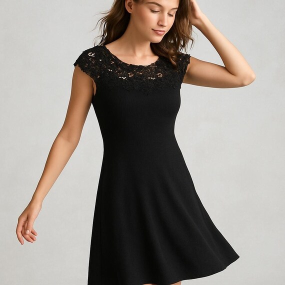 Peruvian Connection Black Crochet Lace Knit Dress M 100% Pima Cotton  Classic - Etsy Canada
