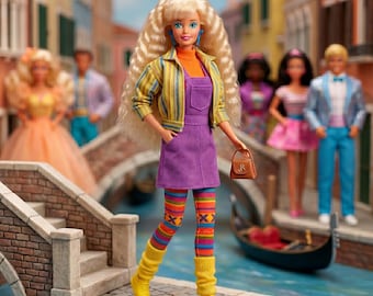 Mattel Barbie Fashion Set Multi Knit Striped Archival 90s Benetton #9473 Rare
