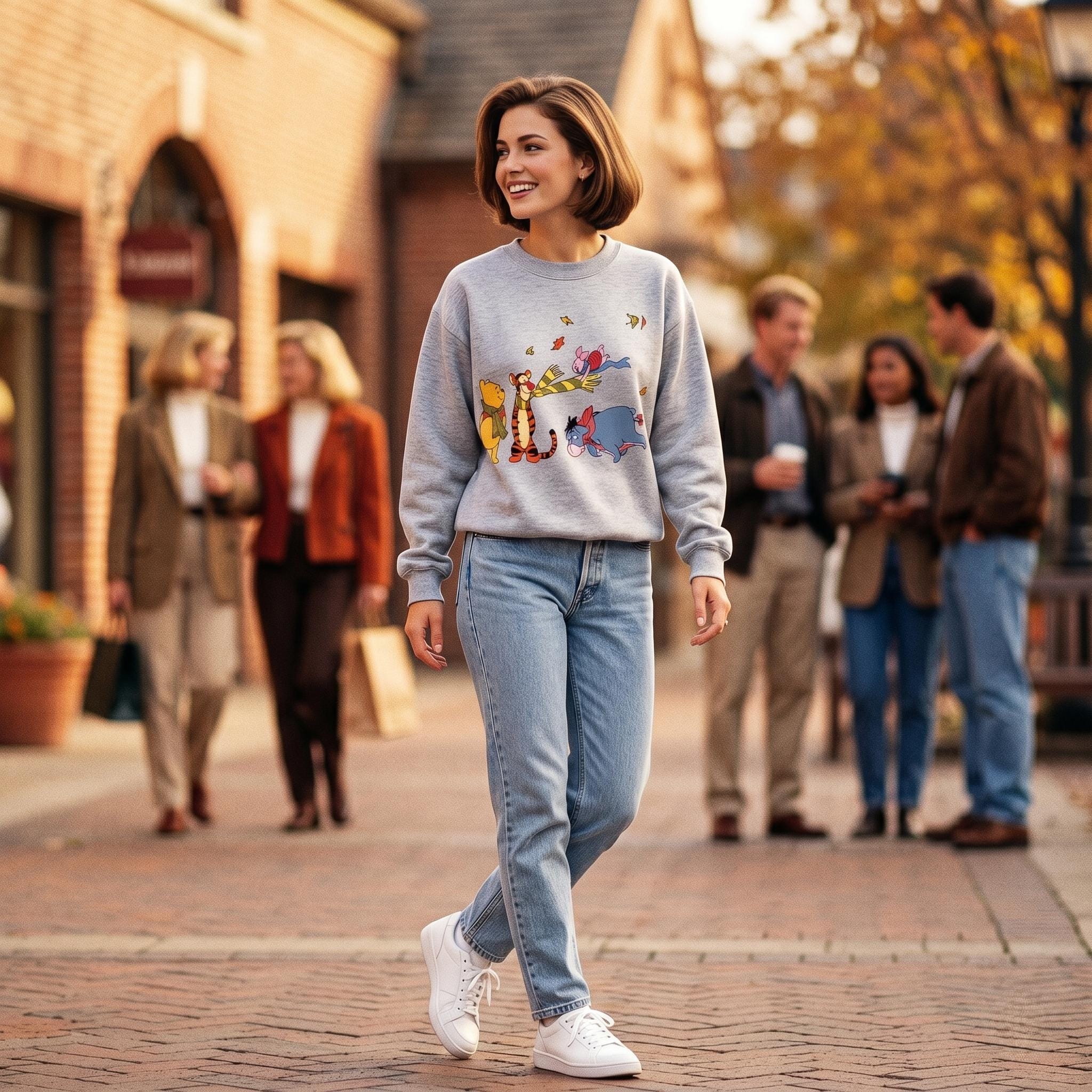 Champion Winnie the Pooh スウェット Medium Disney Unisex Youth Medium Sweatshirt Heather Gray Cotton Pooh