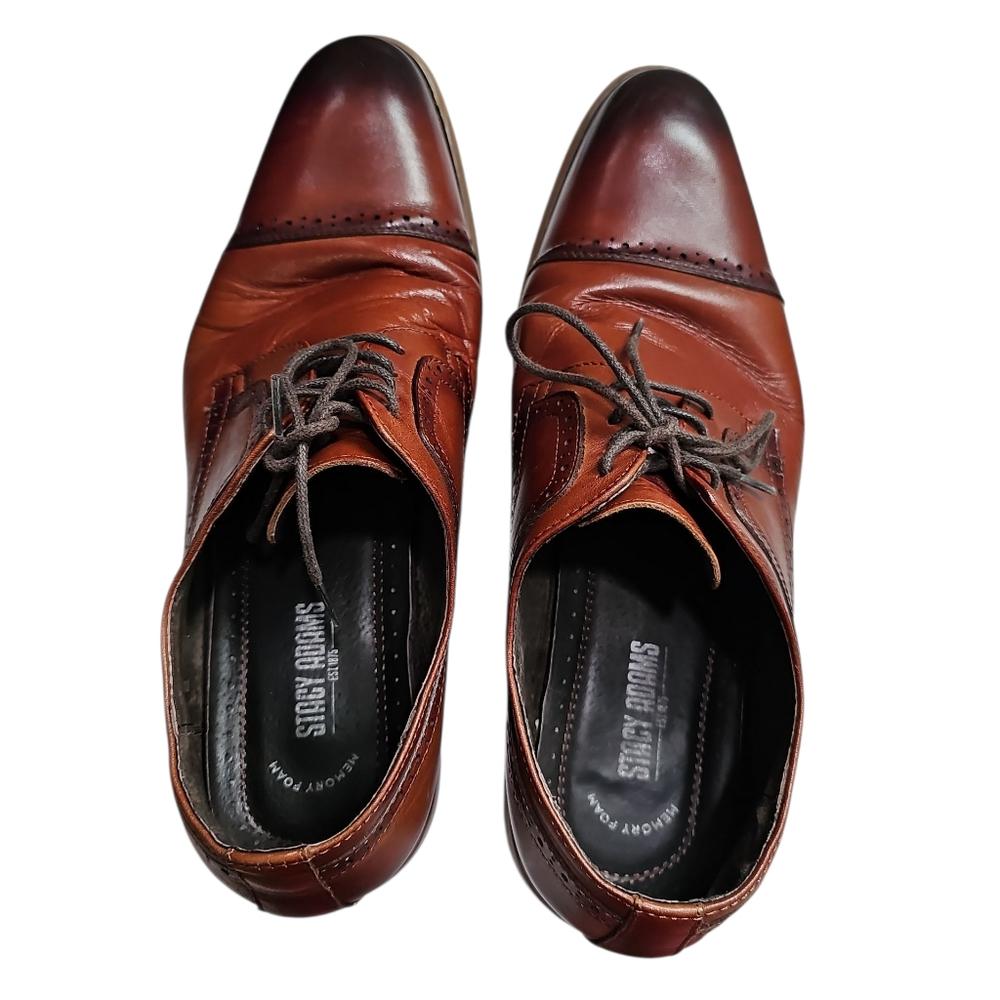 Stacy Adams Cap Toe Oxford Brown Leather Dress Shoes Men\'s 12W Wide Brazil NWOB Stacy Adams Men main image 3
