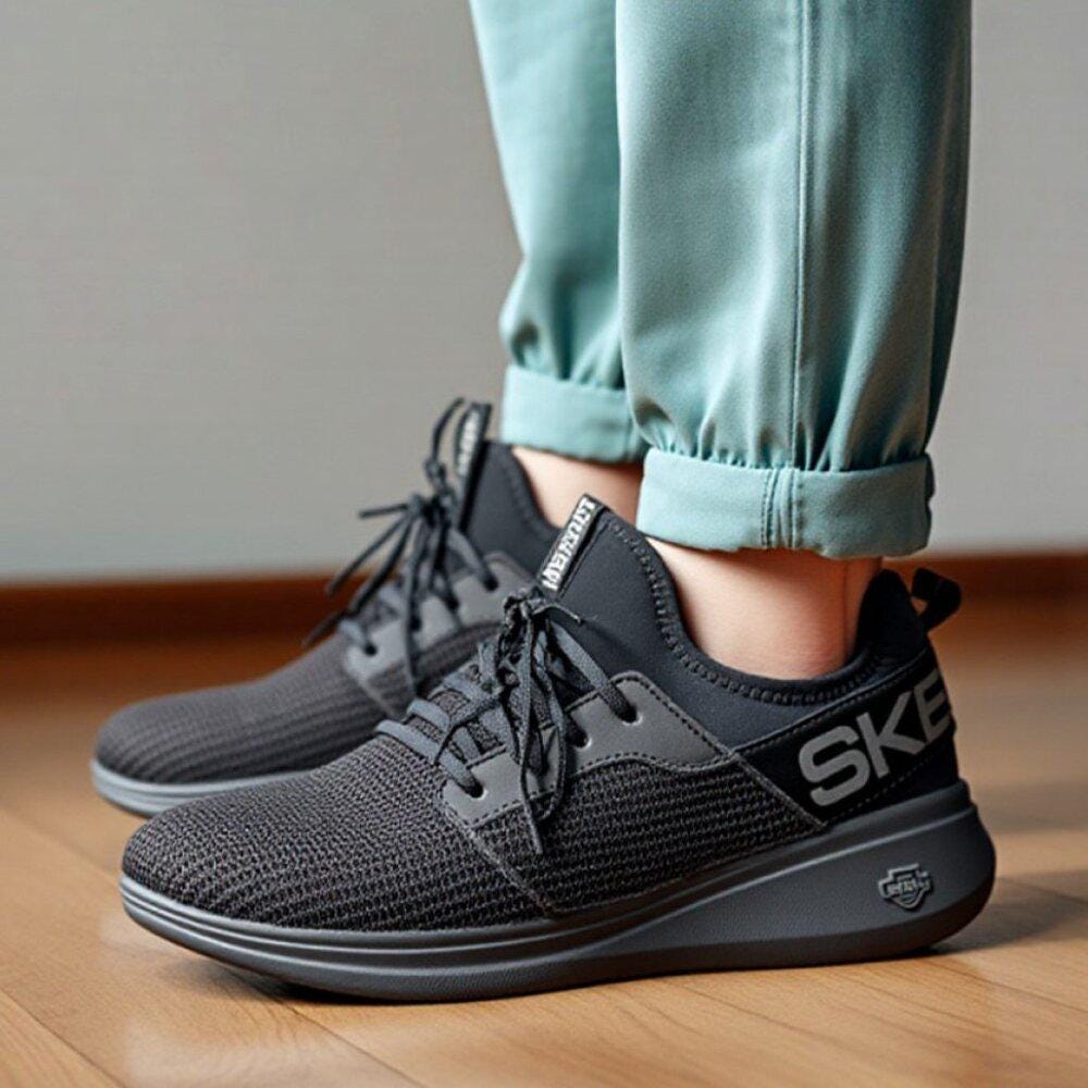 Zapatillas Skechers para hombre, color negro, GOwalk Arch Fit Banlin, con refrigeración por aire, Goga Mat, cómodas