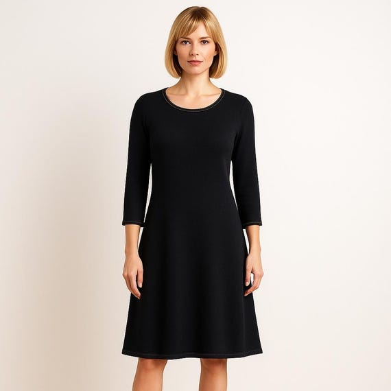 knit dress dissh SYLVIA BLACK KNIT MIDI DRESS – DISSH main image 1