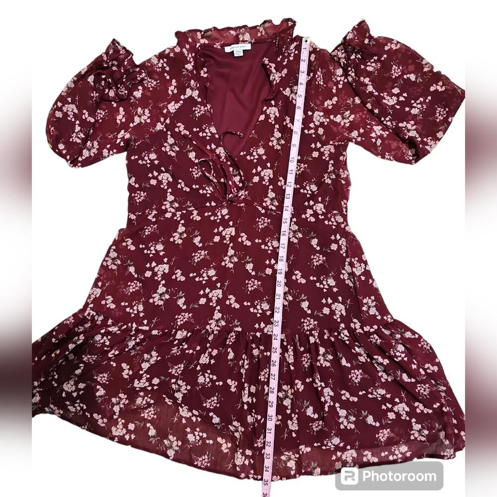american eagle burgundy dress Skater with open back., Brand: neck/Front bow detail American Eagle Womens Medium Dress