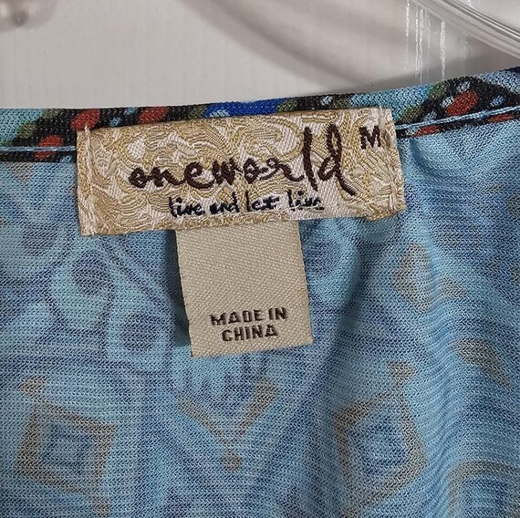 OneWorld Medium Blue Boho Patchwork Lace Tie-Fron… - image 4