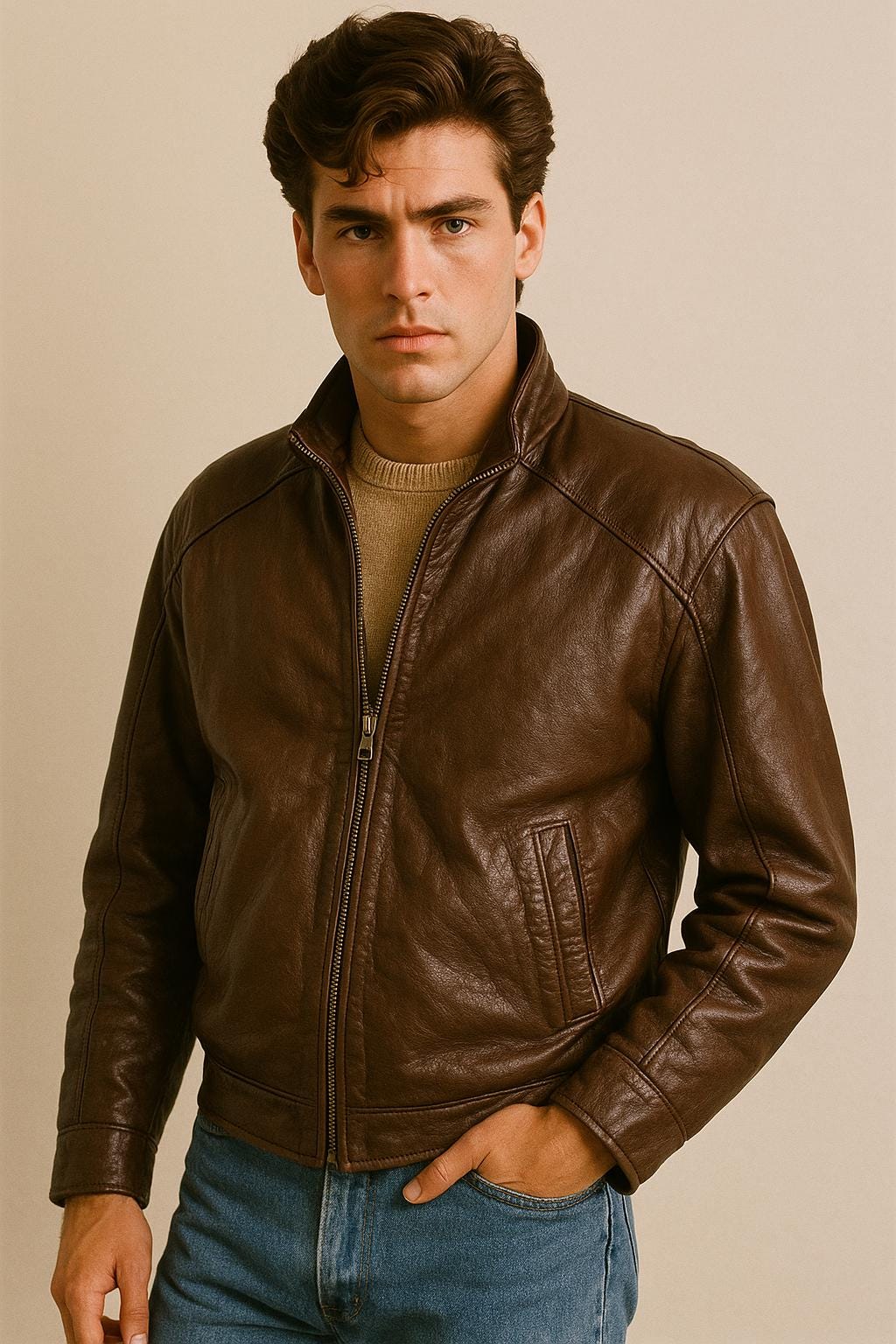 Weatherproof Vintage Leather Jacket Brown Small Classic Timeless