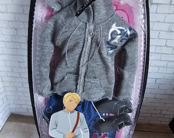 Barbie Ken Fashion Fever Outfit Track Pants Grey Hoodie Mattel 2009 NIB Rare