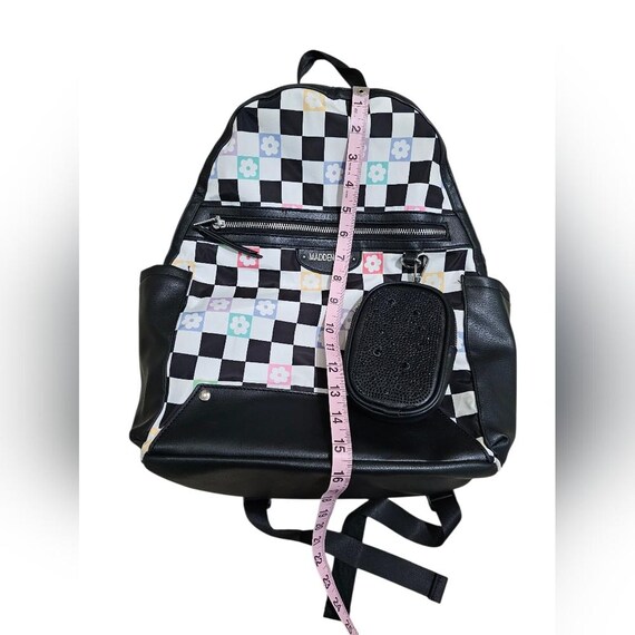 17 checkered laptop backpack Madden NYC Checkered Flower Dome Backpack Black 17