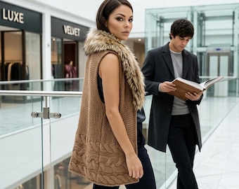 Lisa International | Carmel Sweater W/ Faux Fur Collar - Etsy