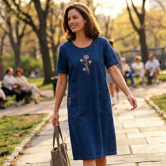 denim jumper dress 'Everett' Denim Jumper Dress in Light Wash main image 1