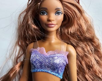 Disney 2023 Live Action Ariel Mermaid Doll Halle Bailey Version Purple Top Tail
