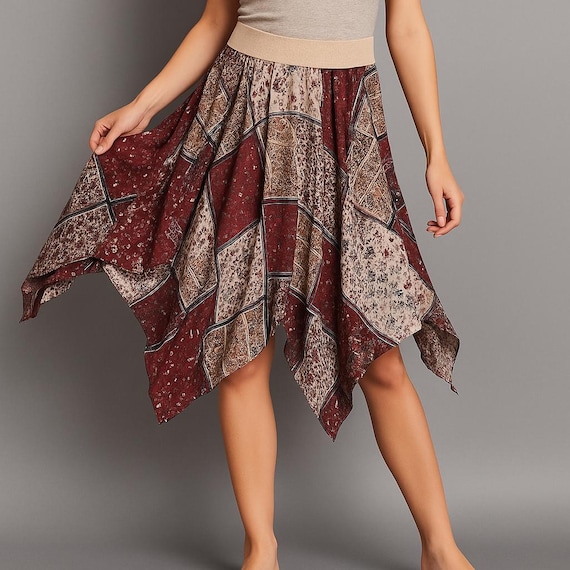 Metro Wear Medium Boho Patchwork Handkerchief Mid… - image 1