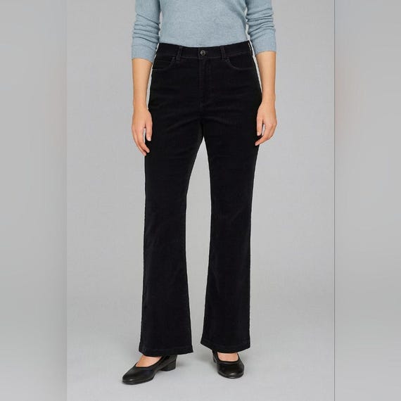 Talbots Petites 12 Black Velvet Stretch Pants Corduroy Look