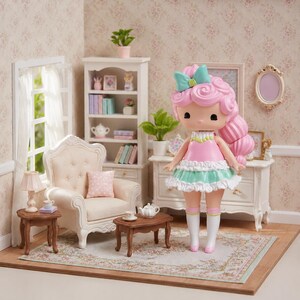 Boneca Pippa Posie da MGA Secret Crush de 33 cm com tema de doces e laço de cabelo rosa pastel