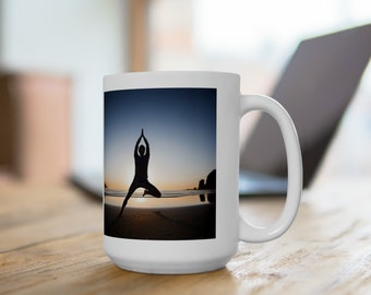 Yoga Mug, Coffee cup, Yoga scene mug 15oz