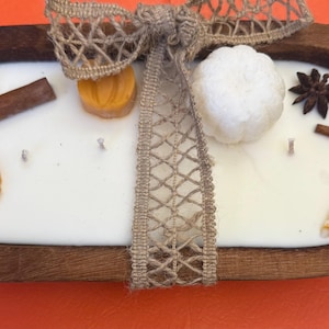 Pumpkin Apple spice dough bowl Rustic Fall Dough Bowl Candle – 12.5” Soy Candle with Dried Orange, Cinnamon, Star Anise & Pumpkin Accent