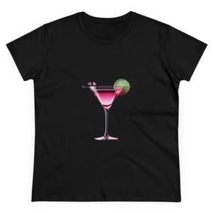 Cosmopolitan Tee, Cocktail T-Shirt, Women&#39;s Graphic Shirt, Cosmopolitan Top, Heart Drink Shirt, Party Tee
