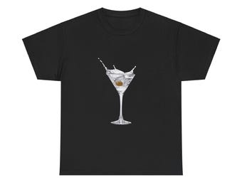Martini Tshirt, Cocktail Tee, Party Shirt, Alcohol Top, Vintage Drink Graphic, Unisex T-Shirt
