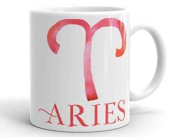Aries coffee mug | zodiac sign astrology gift berry red