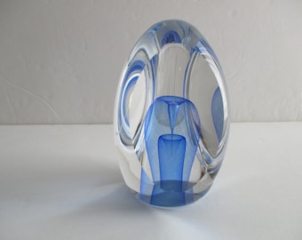 Ed Nesteruk Sommerso Art Glass Sculpture  Pop Art Statuette Blue/ Clear
