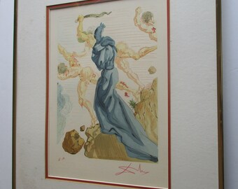 Salvador Dali Hell Canto 19 Original Woodcut Lithograph E.A.