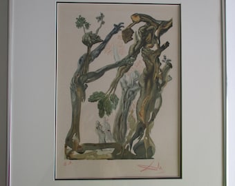 Salvador Dali Hell Canto 13 Original Woodcut E.A. Signed  Divine Comedy Series