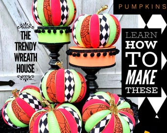 How to Video Tutorial Online Craft Lesson Pumpkin Wreath Making Instruction Halloween Decoration Orange Pumpkins Diy Guide Seasonal Design