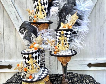 Tutorial per cappello a cilindro, decorazione di ghirlande, video tutorial fai da te, decorazioni di Halloween, scheletri neri, decorazioni per la casa, laboratorio di artigianato, corso digitale