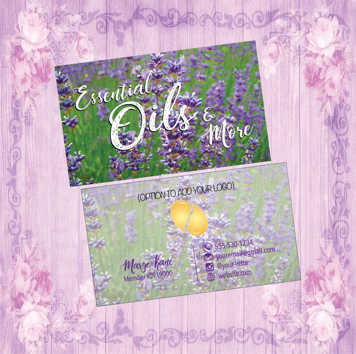 Essential Oils Business Cards Downloadable and Printable Lavender Field ...