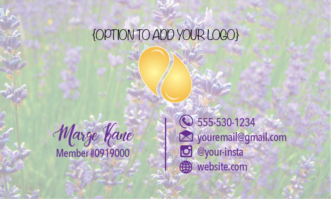Essential Oils Business Cards Downloadable and Printable Lavender Field ...