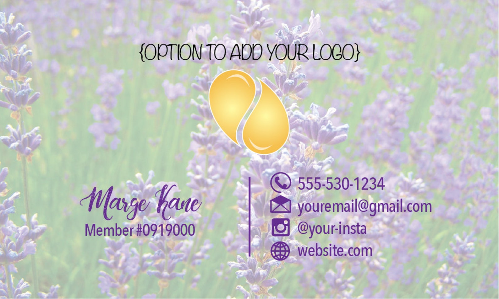 Essential Oils Business Cards Downloadable and Printable Lavender Field ...