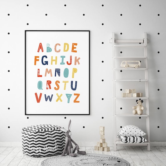 Alphabet Poster Nursery Decor Abc Wall Art Alphabet Wall Etsy