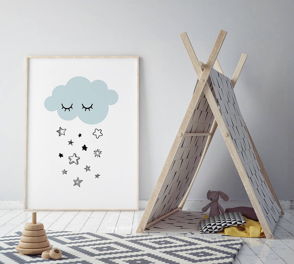 Cloud Nursery Print Nursery Wall Decorkids Room Decor Etsy