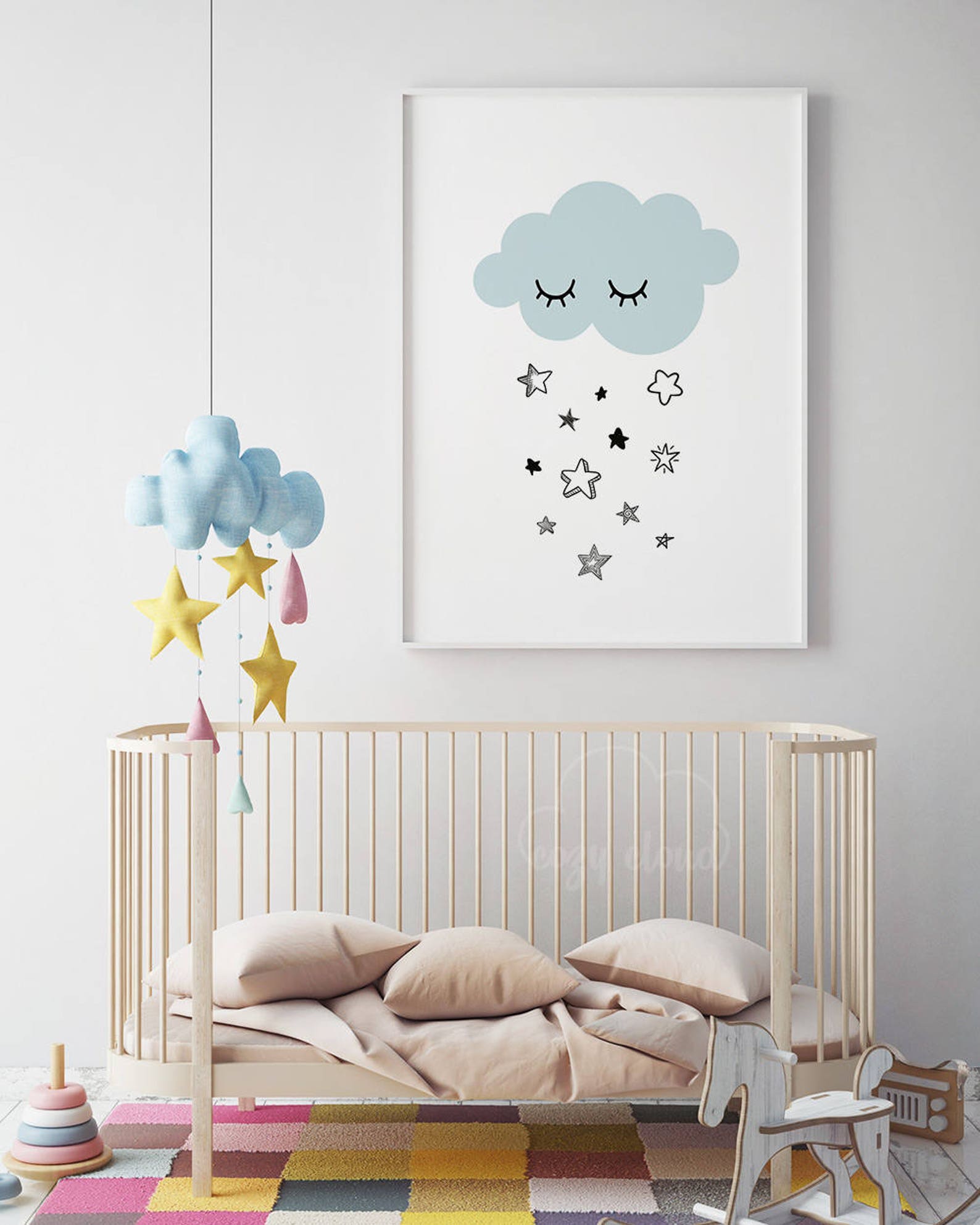 Cloud Nursery print Nursery wall decorKids room decor Etsy