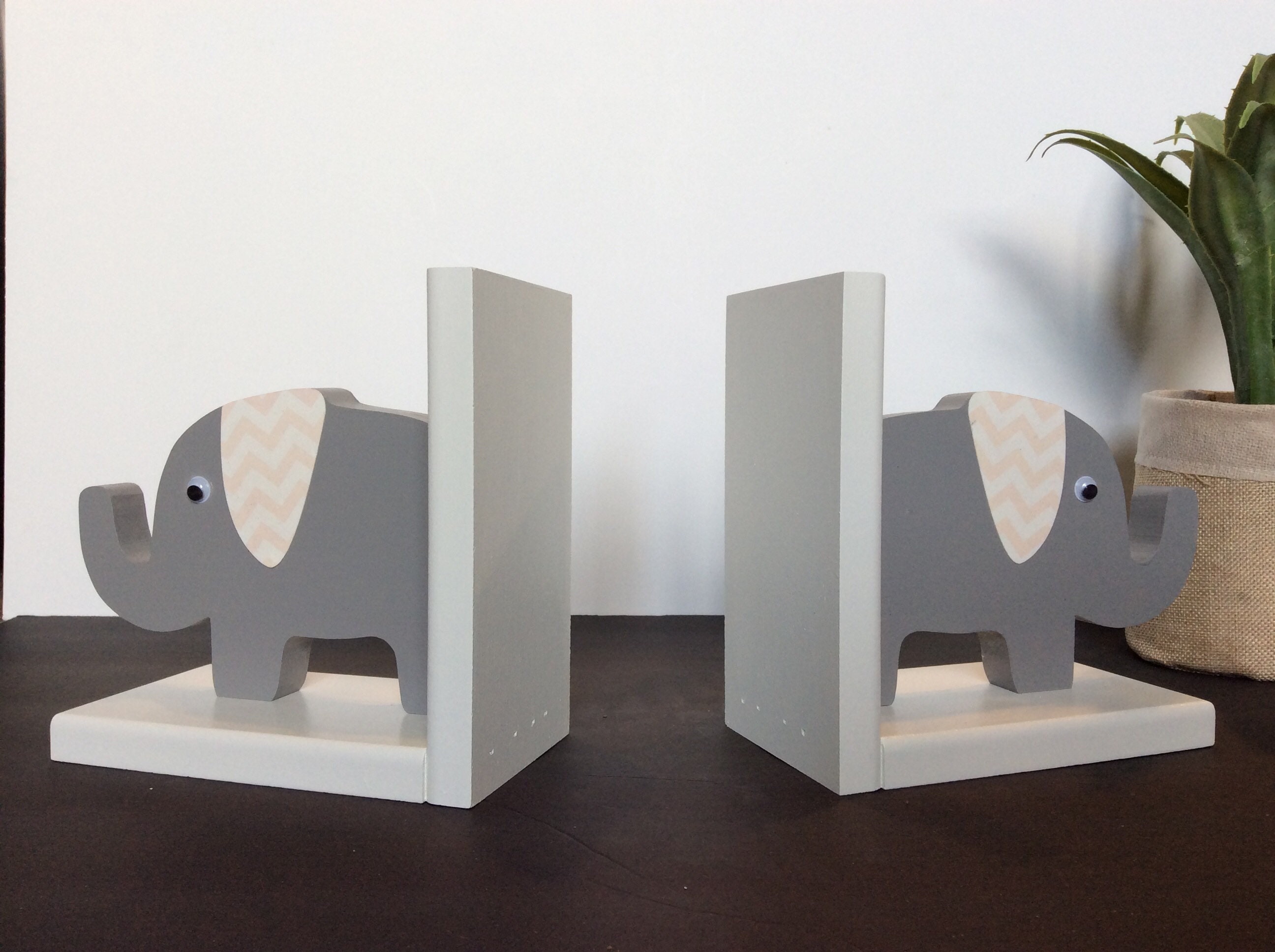 Elephant Bookends Nursery Baby Shower Gift Blush Pink Etsy