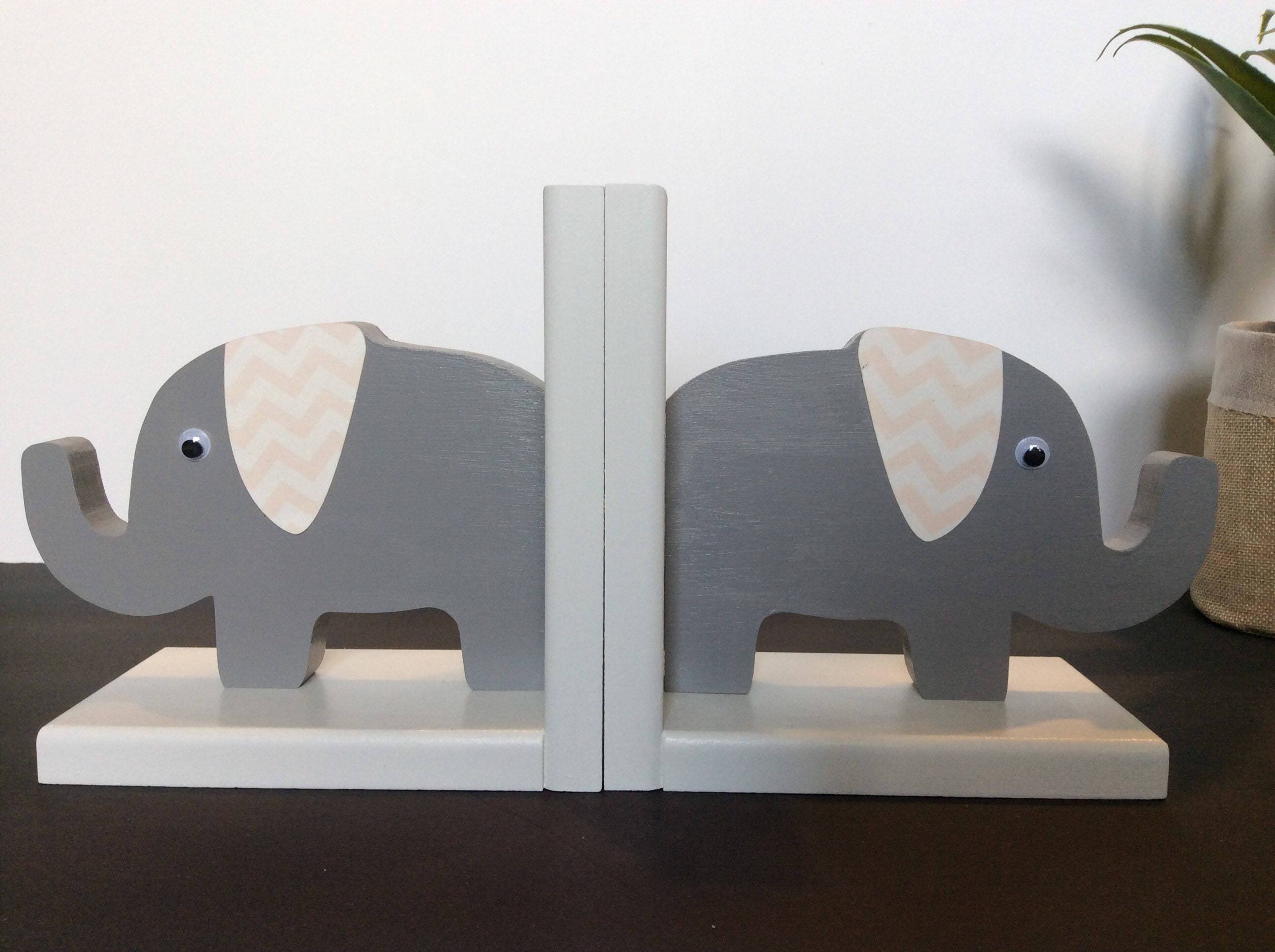 Elephant Bookends Nursery Baby Shower Gift Blush Pink Etsy