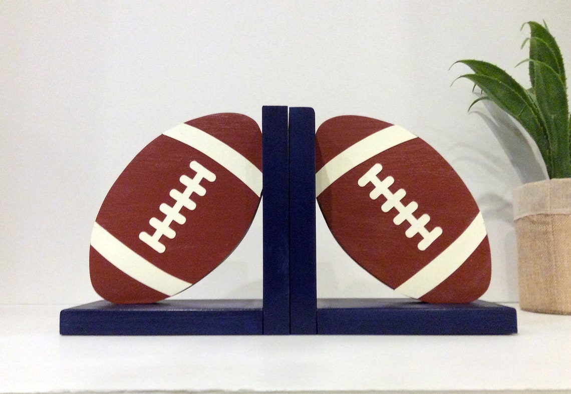 Football Non Skid Bookends Navy blue Graduation Nursery Etsy