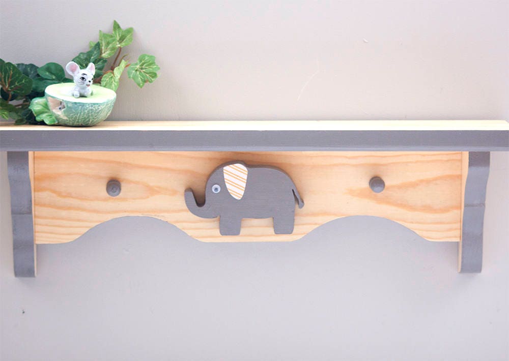 Shelf Baby Elephant Nursery Kids Shelf Nursery Decor Etsy