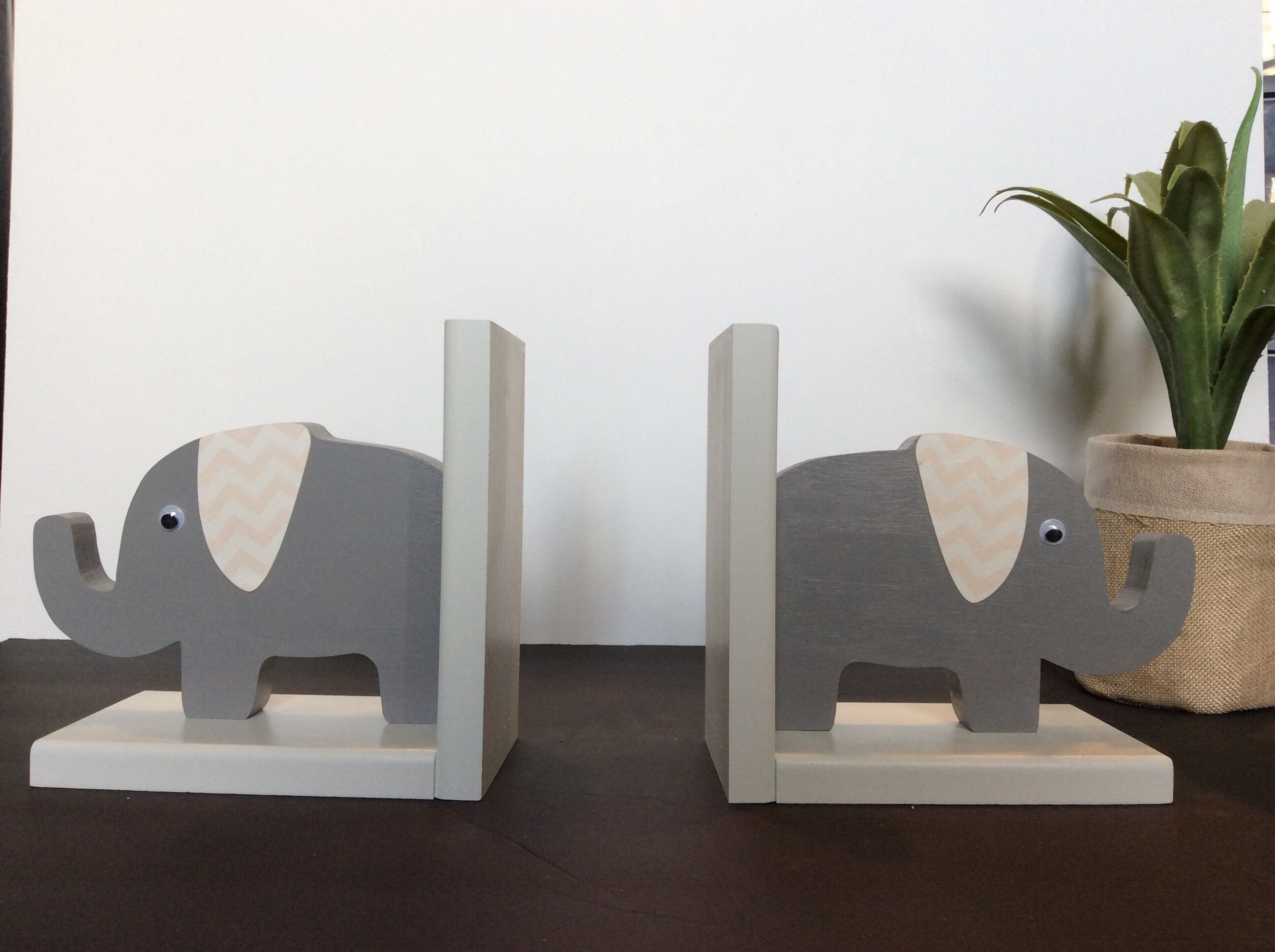 Elephant Bookends Nursery Baby Shower Gift Blush Pink Etsy