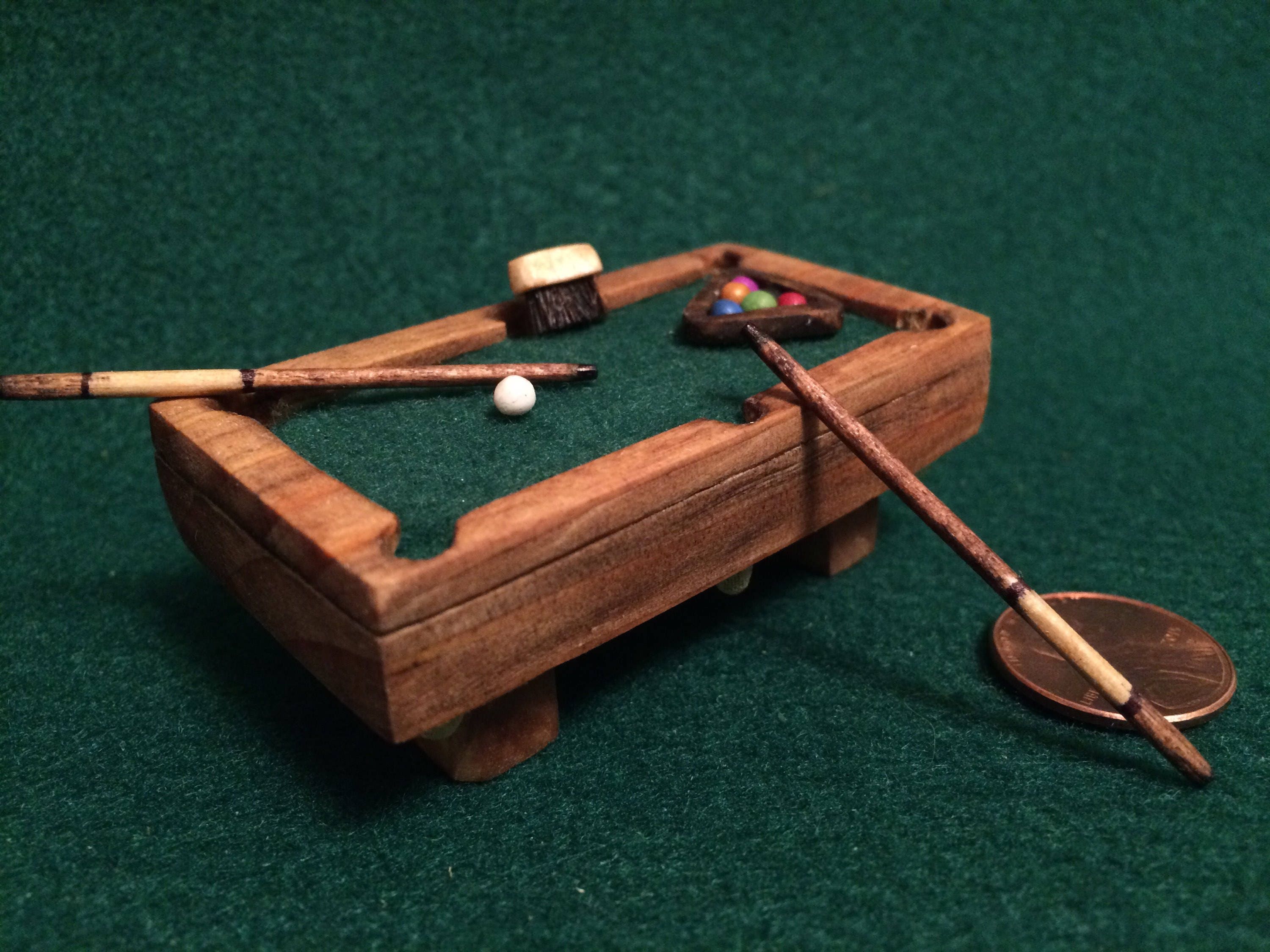 Miniature Pool Table/Billiards Table Set 8ball Brush Etsy