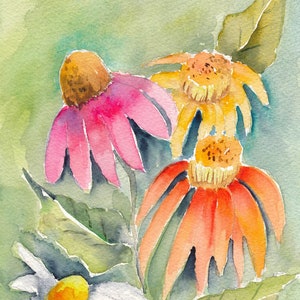 Cartão impresso em aquarela com flores de cone por Elvira Rascov ©