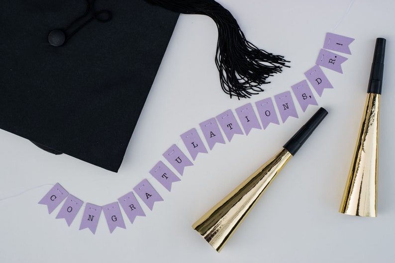 Tiny Personalized PhD Graduation Banner, "Congratulations, Dr." Bunting, Medical School Graduation Party Banner, Doctoral Candidate image 2