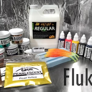NEW Liquid Plastic SUPER STARTER Set - Fluke - 3 Cavity Mold plastisol fishing lure bait making kit, Fun & Easy to Learn
