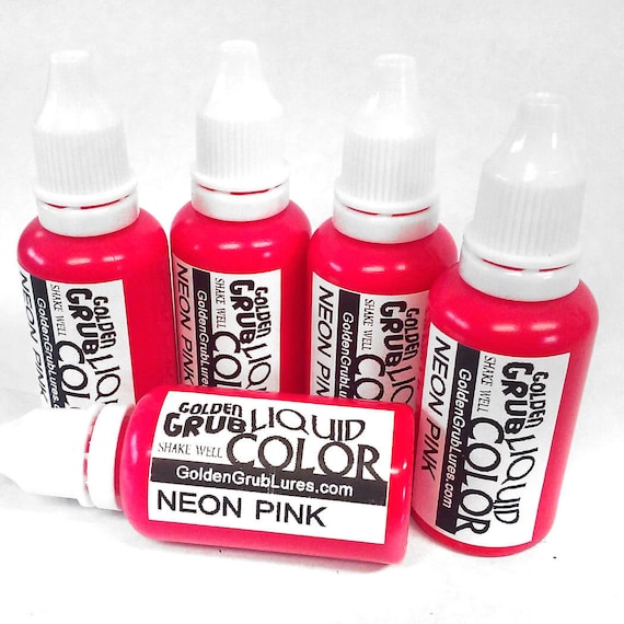 1 OZ. NEON PINK Liquid Color for Making Plastic Fishing Lures, Soft Bait 