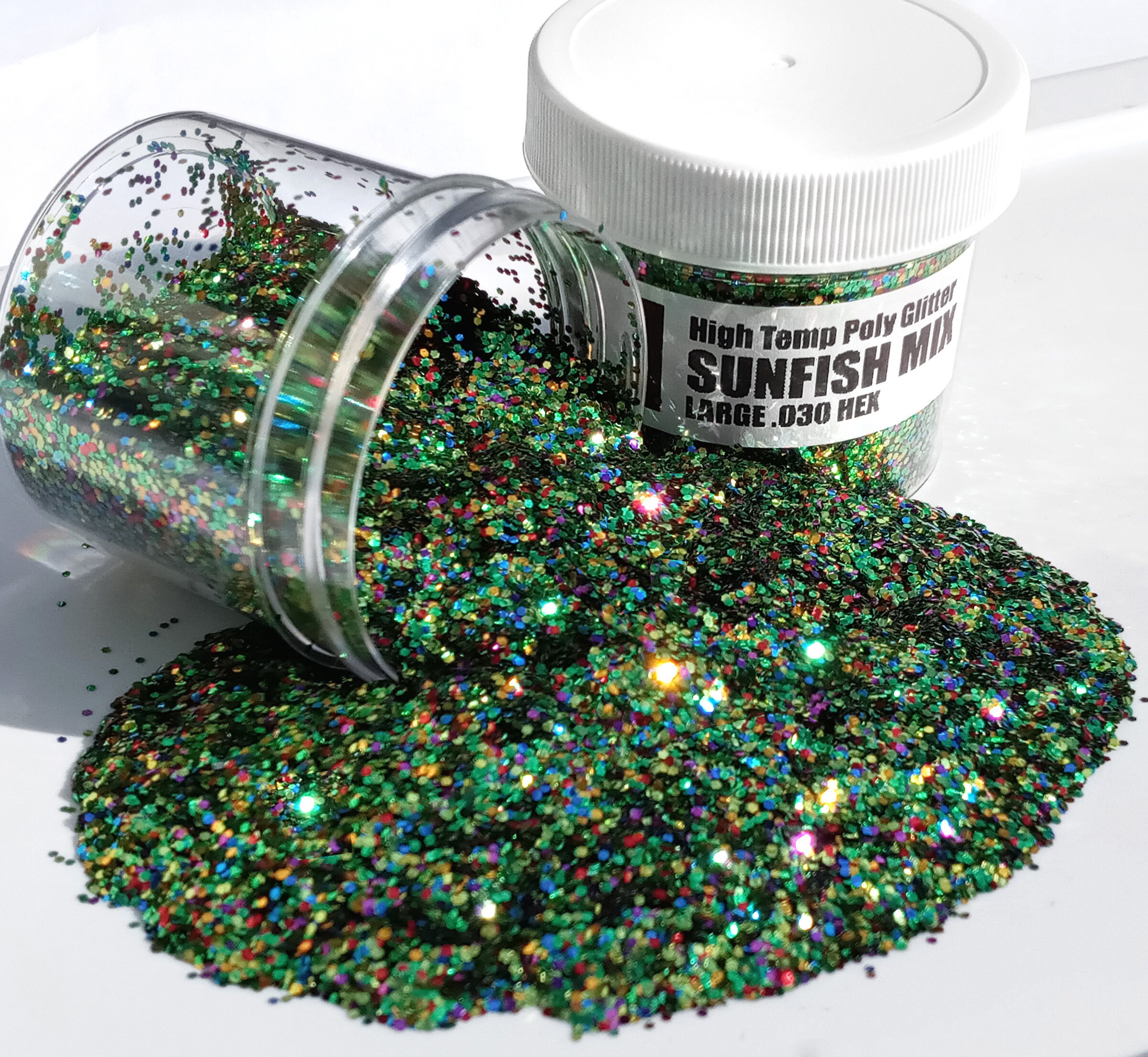 グリッターライト 2 Oz. Jar SUNFISH MIX Green Glitter Solvent Resistant PET Glitter