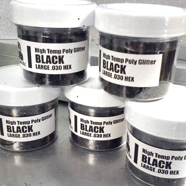 2 oz. Jar BLACK GLITTER Solvent Resistant PET Glitter .030 Hex for Crafts, Art, & Fishing Lures