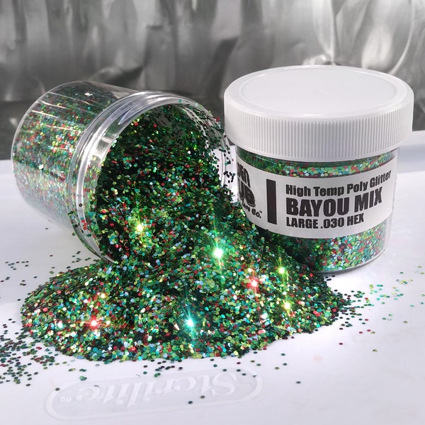 2 oz. Jar BAYOU MIX Hi-Temp Glitter .030 Hex for Crafts, Art, & Fishing Lures